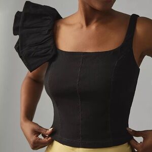 By Anthropologie Square-Neck Ruffled-Shoulder Tank